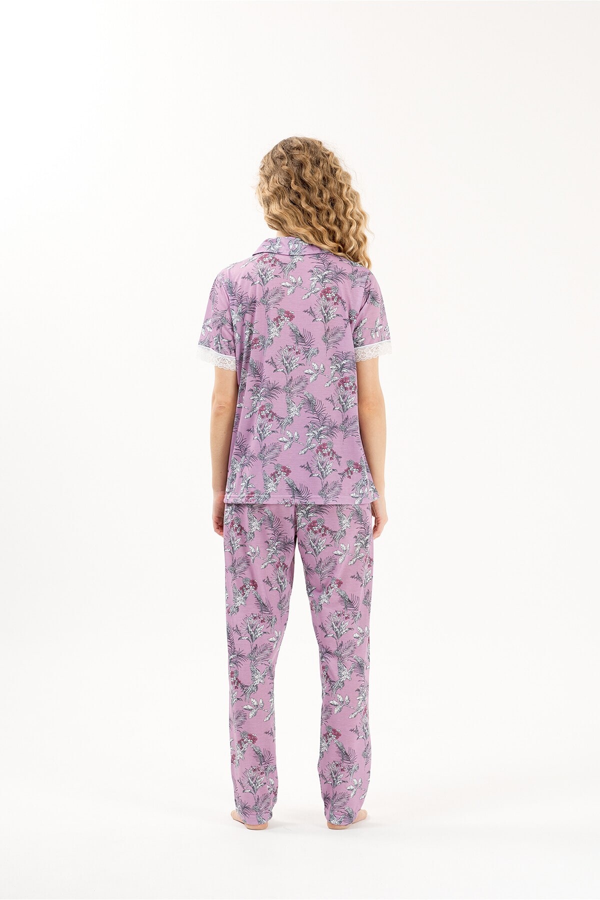 Yeni İnci - DESENLİ GÖMLEK YAKA PAMUKLU KADIN PİJAMA TAKIMI (1)