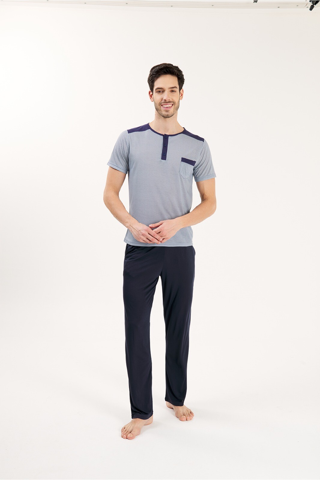 Yeni İnci - EPJ830 VİSKON KUMAŞ ERKEK 3'LÜ PJAMA TAKIMI (1)