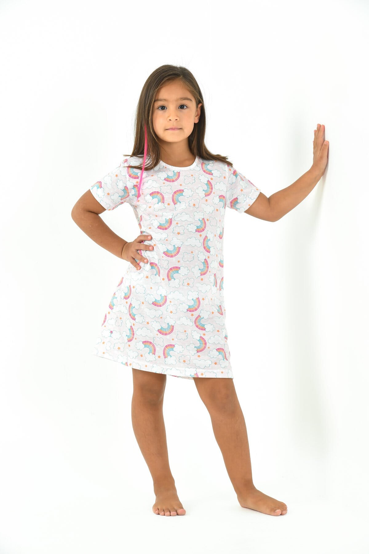 Yeni İnci - GÖKKUŞAĞI BASKILI KIZ ÇOCUK GECELİK (1)