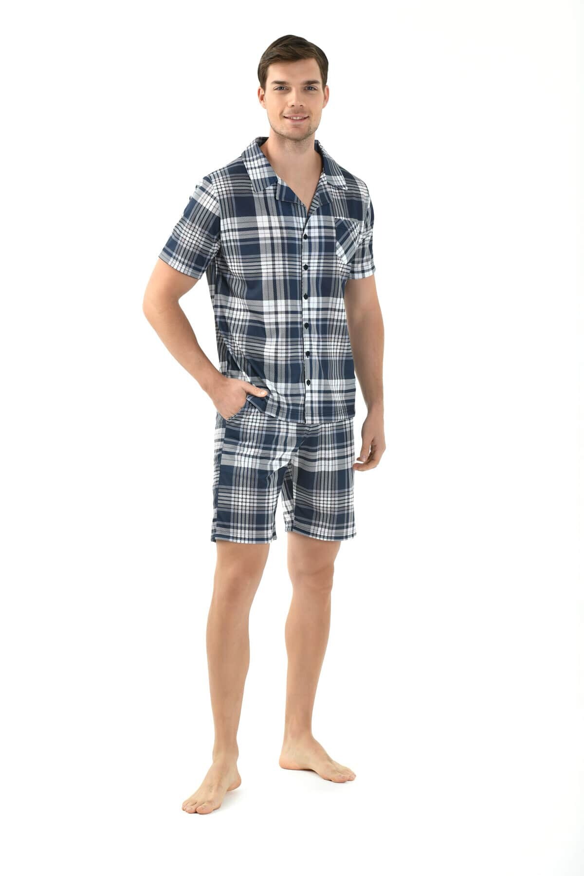 Yeni İnci - KARE DESENLİ ERKEK 3'LÜ PİJAMA TAKIMI (1)
