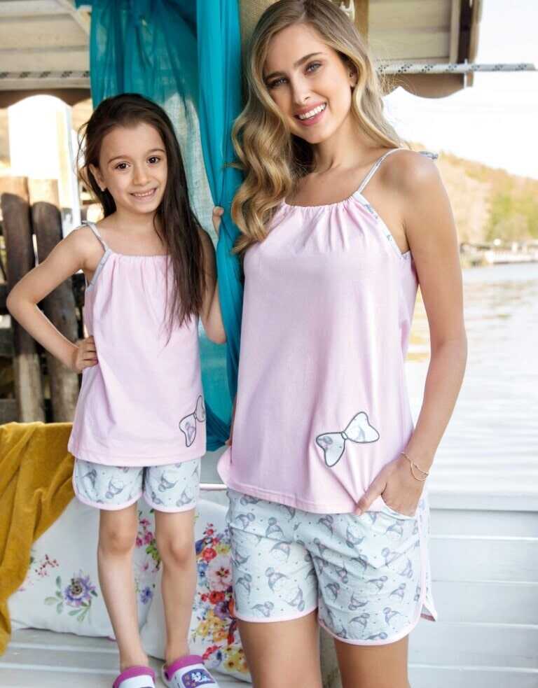 KIZ ÇOCUK PEMBE ŞORTLU PİJAMA TAKIMI