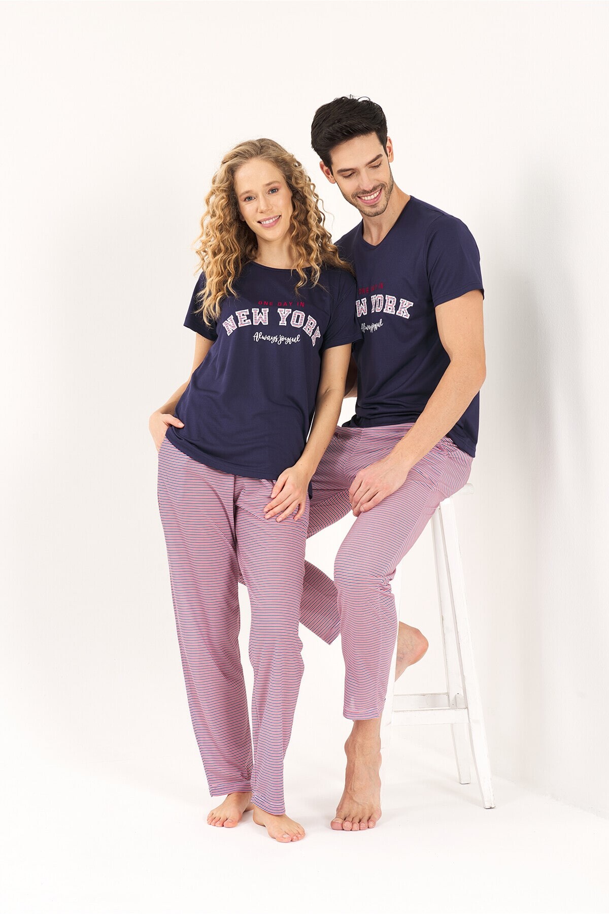 Yeni İnci - LACİVERT VİSKON 2'Lİ KADIN PİJAMA TAKIMI