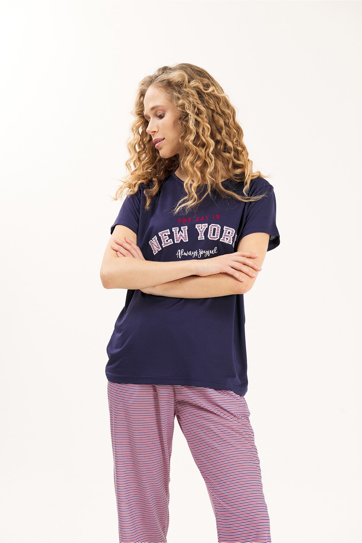 Yeni İnci - LACİVERT VİSKON 2'Lİ KADIN PİJAMA TAKIMI (1)