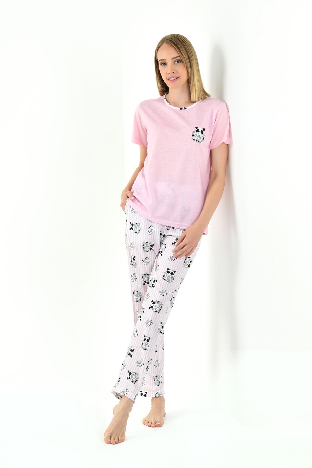 Yeni İnci - PANDA BASKILI KADIN PİJAMA TAKIMI (1)