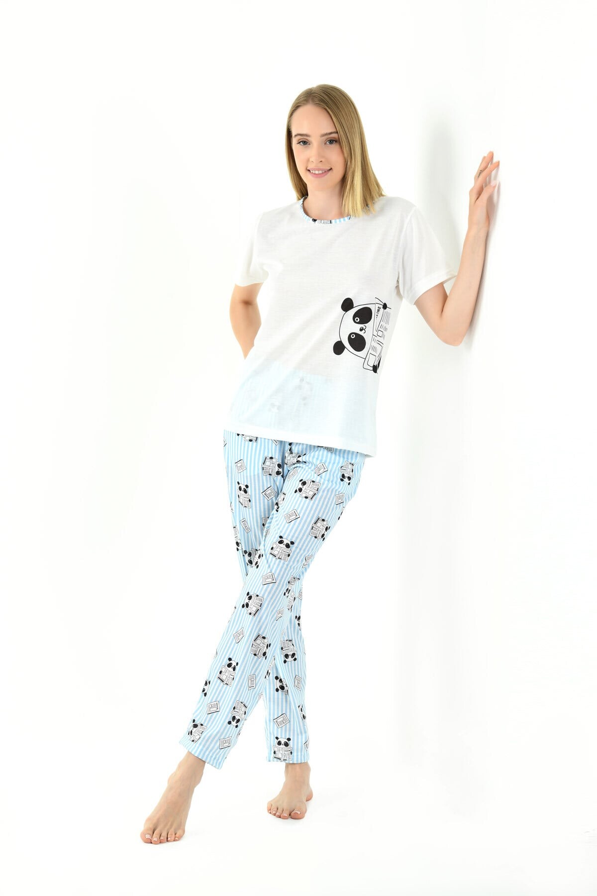 Yeni İnci - PANDA BASKILI PİJAMA TAKIMI