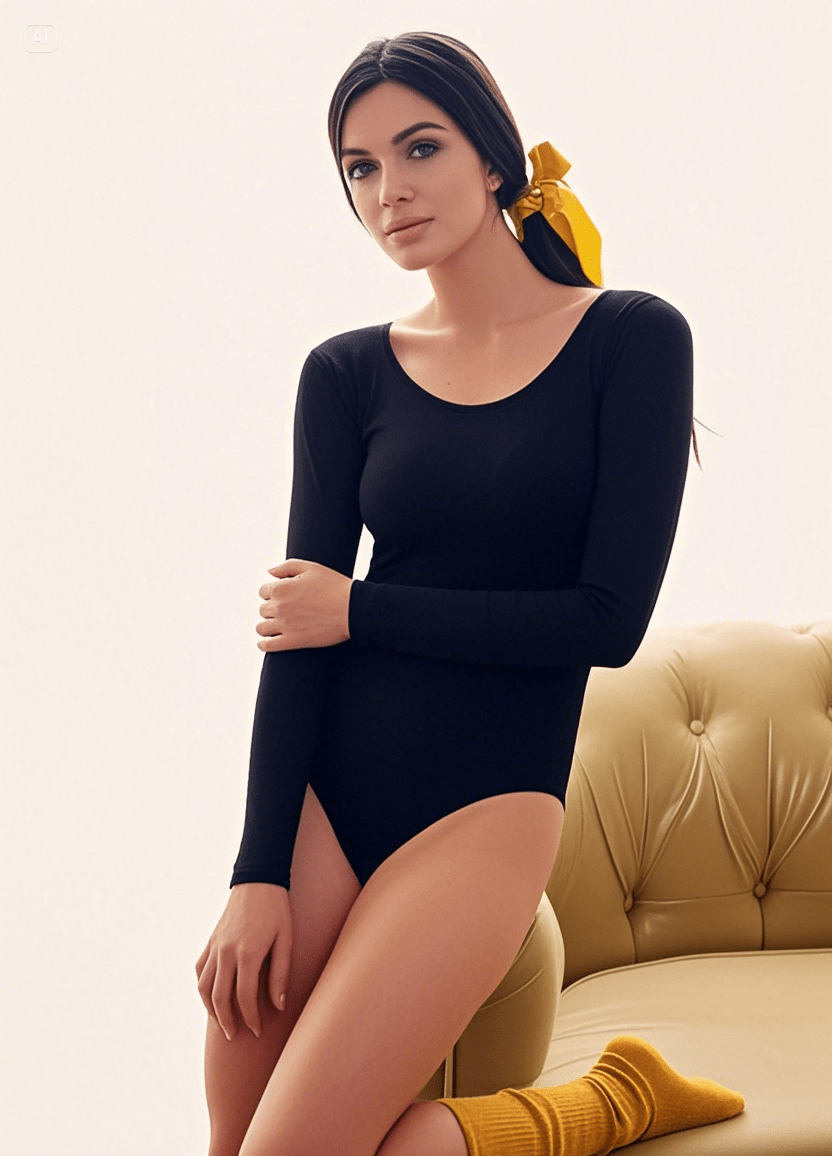 Uzun Kollu Bisiklet Yaka Body - Thumbnail
