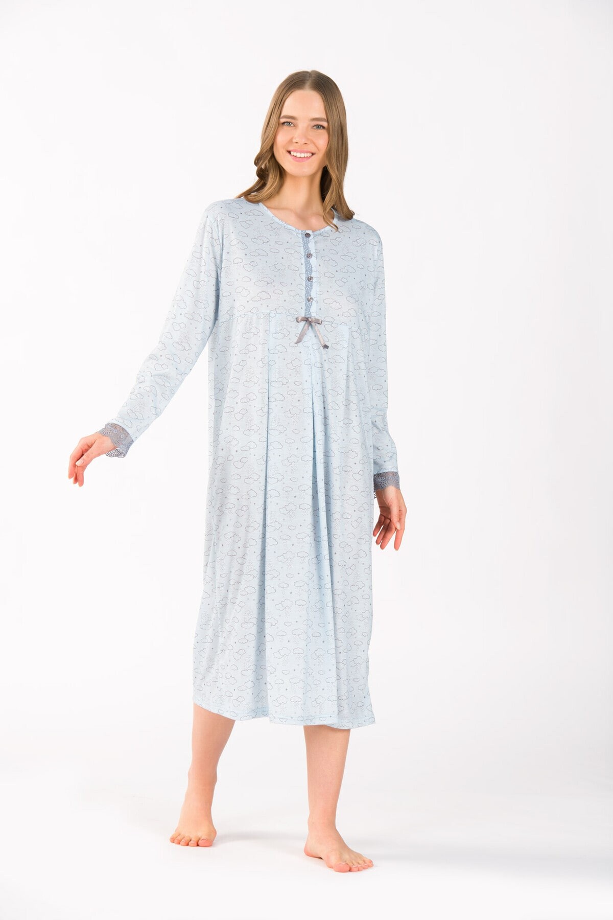 Viskon Hamile Kadın Gecelik - Thumbnail