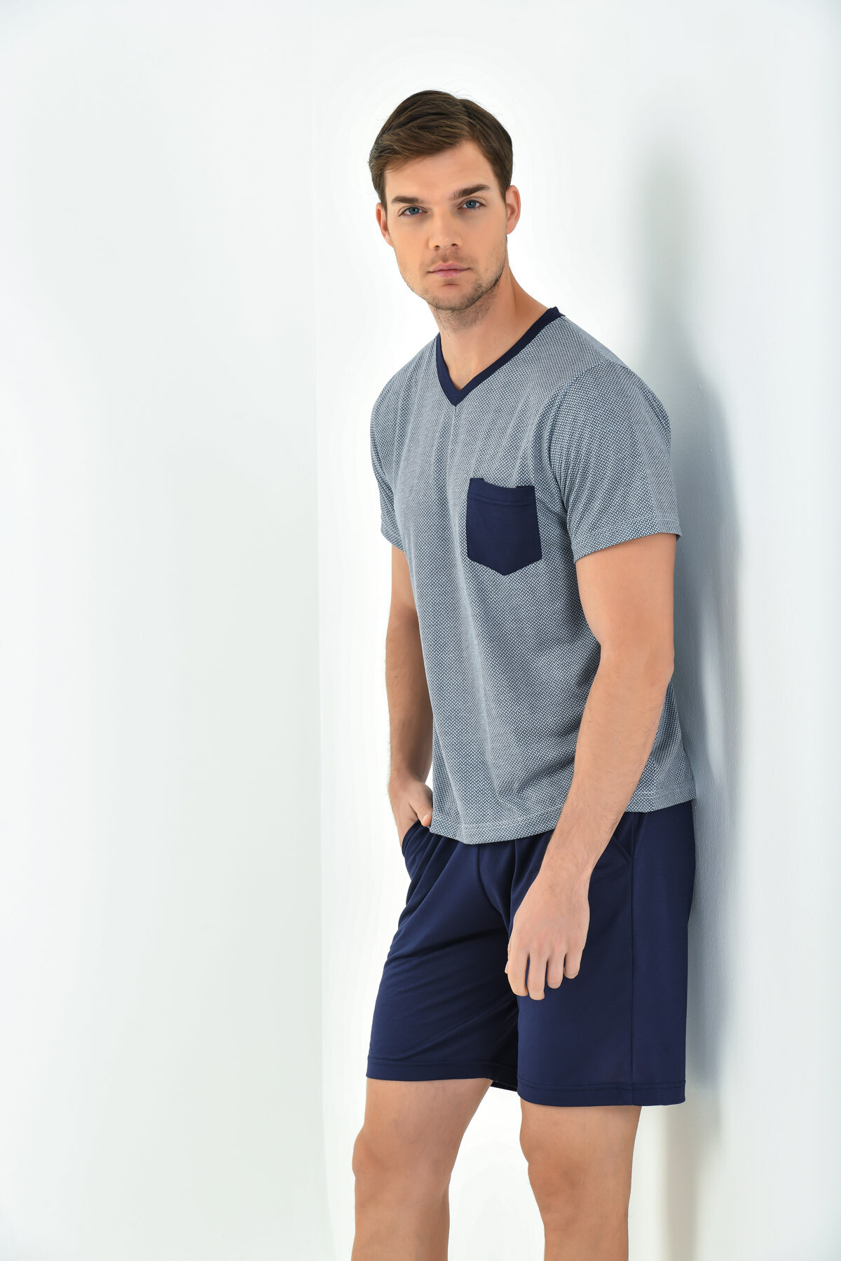 Yeni İnci - VİSKON LACİVERT ERKEK PİJAMA TAKIMI