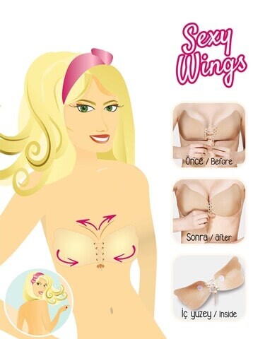 Yeni İnci - Dantelli Yapışkanlı Sütyen & Görünmez String